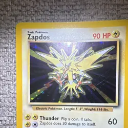 Pokemon TCG Zapdos Base Set Holo Rare Unlimited English 90 HP 1999 016/102 - Image 3