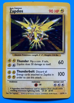 Zapdos 016/102 Holo Rare Base Set Pokemon TCG HP - Image 1