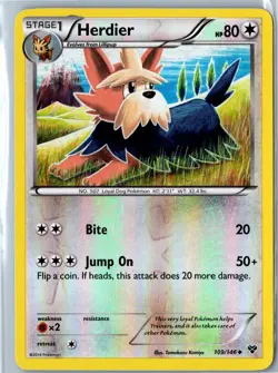 Herdier XY 109/146 Uncommon Reverse Holo MP - Mid Era Pokemon Card - Image 1