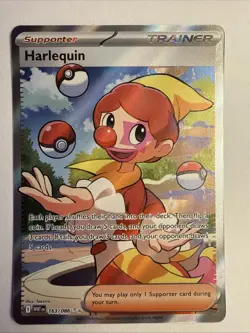 Harlequin 163/086 Ultra Rare Pokemon 2025 White Flare Full Art Card NM - Image 1