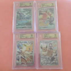 BGS 10 Pokemon Card Japanese CHR Rare 4Card Set Eevee Vaporeon Flareon Jolteon - Image 1