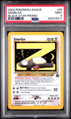Pokemon card snorlax 49 Wizard Black Star promo PSA 9 MINT - Image 1