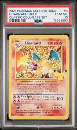 PSA 10 Charizard Celebrations Classic 4/102 Holo Base Set Pokemon Card 2021 - Image 1