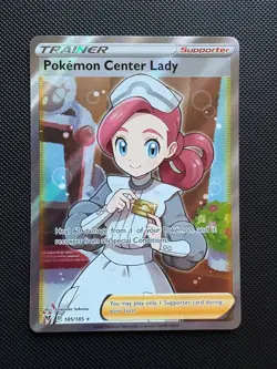 Pokemon Center Lady 185/185 Vivid Voltage NM Full Art Ultra Rare Pokemon Card - Image 1