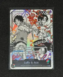 Bandai One Piece Card Game Luffy & Ace Leader ST30-001 Alt Art Holo English - Image 1