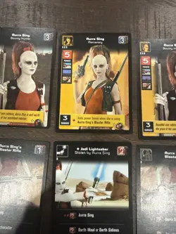Star Wars Young Jedi CCG 1999 Decipher- Aurra Sing & Weapons 6 Card Lot - Image 4
