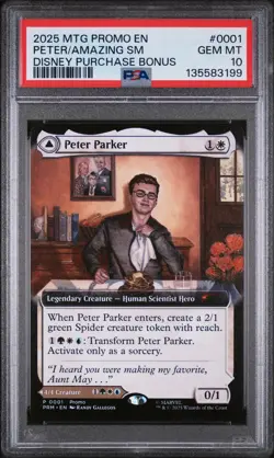 2025 Magic The Gathering Promos Amazing SM Spider-Man Peter Disney PSA 10 #0001 - Image 1