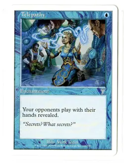 Magic the Gathering MTG 7th Edition #102 Telepathy Blue Uncommon LP - Image 1