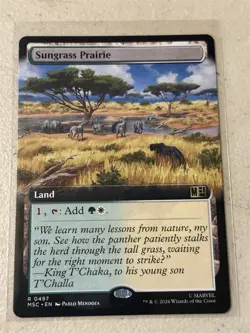 mtg borderless Sungrass Prairie, Marvel Super Heroes Commander, unplayed - Image 1