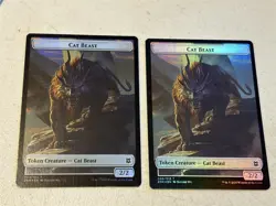 2 x mtg foil token Cat Beast // Insect, 003/007, Zendikar Rising - Image 1
