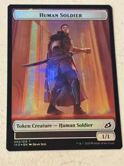 mtg foil token Human Soldier // Beast, 005//010, Ikoria, unplayed - Image 1