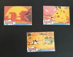 1999 Pokemon Topps Pikachu Vacation Movie Animation 3 Card Black Logo - Image 1