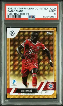 2022-23 Topps UEFA Club Competitions Sadio Mane 1/1 Foilfractor PSA 9 FC Bayern - Image 1