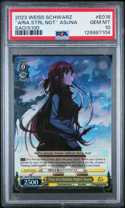 PSA 10 WEISS SCHWARZ SWORD ART ONLINE SAO E016 ARIA STARLESS NIGHT ASUNA SR POP8 - Image 1