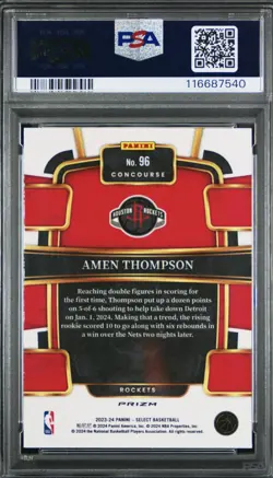 2023 PANINI SELECT #96 AMEN THOMPSON BLUE CRACKED ICE 🔥PSA 10 - Image 2