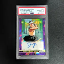2024 Topps Chrome Tennis Sapphire Auto Alexandra Eala RC Purple /10 PSA Dual 10 - Image 1