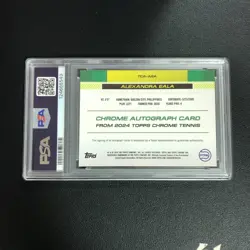 2024 Topps Chrome Tennis Sapphire Auto Alexandra Eala RC Purple /10 PSA Dual 10 - Image 2