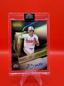 2026 Topps Chrome Black #CBA-ZNE Zach Neto Gold Refractor Auto /50 Angels - Image 1