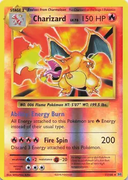 Pokemon Card - Charizard - Reverse Holo (11/108 - Evolutions) - Image 1