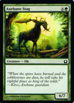 MTG 2012 AXEBANE STAG - ELK - CREATURE Magic MTG Forest card - Image 1