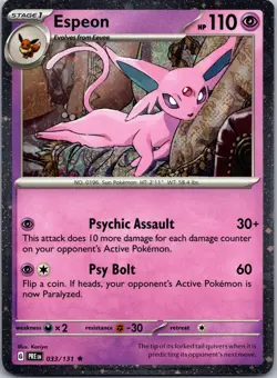 Espeon (Cosmos Holo) 033/131 Rare Miscellaneous Cards & Products Pokemon NM - Image 1