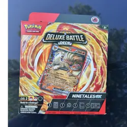 Pokemon Deluxe Battle Deck Ninetales ex Foil Cards Metallic Coin Deck Box - Image 1