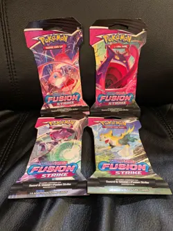 Fusion Strike Sealed Sleeved Pokemon Booster Card Artset Art Set - 4 Total Packs - Image 1