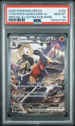 2025 POKEMON DRI EN-DESTINED RIVALS #232 CYNTHIA'S GARCHOMP EX PSA 10 - Image 1