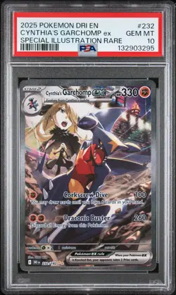 2025 POKEMON DRI EN-DESTINED RIVALS #232 CYNTHIA'S GARCHOMP EX PSA 10 - Image 1
