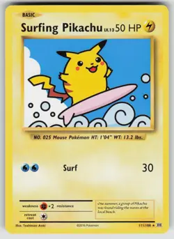 Surfing Pikachu 111/108 Secret Rare Evolutions Pokemon Near Mint - Image 1