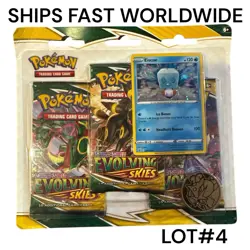 Pokemon TCG Sword & Shield Evolving Skies 3 Pack Blister + Eiscue Promo Card 820650808814 - Image 1