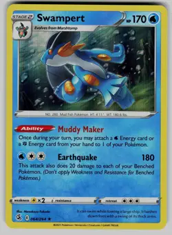 Swampert 064/264 Holo Rare Fusion Strike Pokemon Holo Near Mint - Image 1