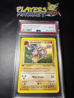 [ PSA 8 ] 1st Edition Aerodactyl Fossil 1/62 Holo English NM 1999 Pokemon Rare - Image 1