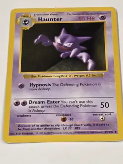 Haunter 29/102 Uncommon Base Set Shadowless Pokemon Unlimited 1999 Vintage - Image 2