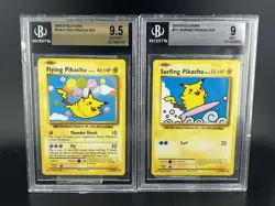 2016 POKEMON FLYING PIKACHU 110/108 & SURFING PIKACHU 111/108 Beckett BGS - Image 1