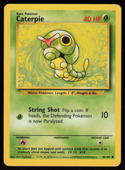 Caterpie 45/102 Common Base Set Unlimited Pokemon LP - Image 1