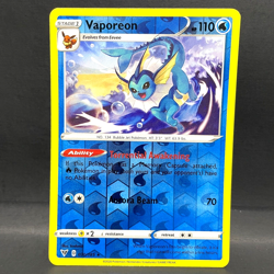 2020 POKEMON VIVID VOLTAGE VAPOREON 030/185 REVERSE HOLO (RARE) - Image 1