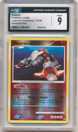 2008 Pokemon Legends Awakened Heatran #6/146 Reverse Holo CGC 9 Mint Vintage - Image 1