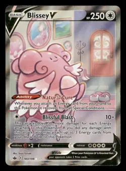 Blissey V 183/198 Ultra Rare Chilling Reign Pokemon Damaged - Image 1