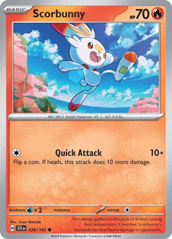 Scorbunny 26/142 C Stellar Crown Reverse Holo NM/M Pokemon - Image 4