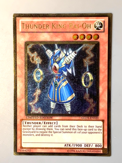 yugioh Thunder King Rai-Oh GLD3-EN020 Limited Edition gold Ultra rare Near Mint - Image 1