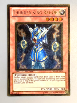 yugioh Thunder King Rai-Oh GLD3-EN020 Limited Edition gold Ultra rare Near Mint - Image 3