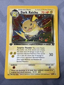 Dark Raichu 83/82 1st Edition Holo Secret Rare Team Rocket Pokemon Swirl NM-LP+ - Image 2