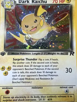 Dark Raichu 83/82 1st Edition Holo Secret Rare Team Rocket Pokemon Swirl NM-LP+ - Image 3