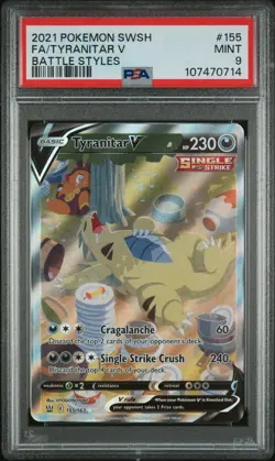Fa/Tyranitar V Pokemon Sword & Shield Battle Styles 155 NM PSA 9 - Image 1