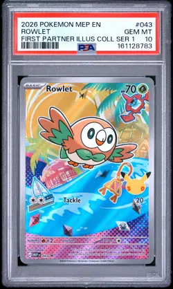 2026 POKEMON MEP EN-ME BLACK STAR PROMO #043 ROWLET PSA 10 - Image 1