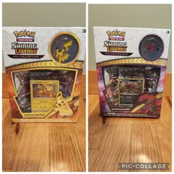 Pokemon TCG Shining Legends Pin Collection Pikachu & Zoroark, 2 Boxes, Sealed - Image 1
