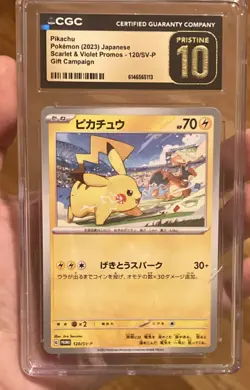 Pokemon Pikachu 120/SV-P 2023 Japanese Sv-P Promo Holo CGC Pristine 10 - Image 1