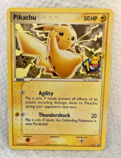 Pokemon Pikachu 10th Anniversary Black Star Promo 012 TCG Exclusive - Image 1