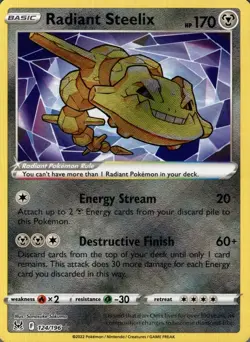 Radiant Steelix 124/196 Radiant Rare Lost Origin Pokemon Holo Near Mint - Image 1